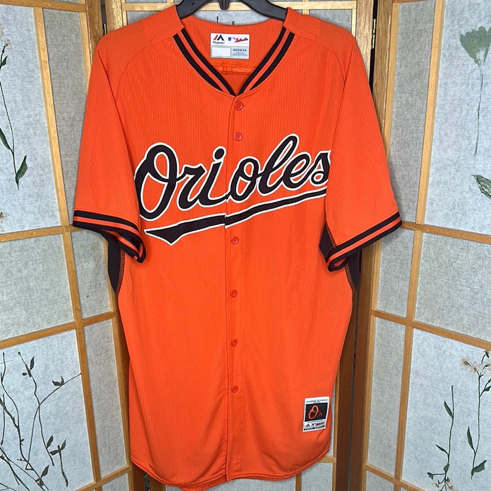Majestic Cool Base Orioles Baseball MLB Jersey Orange Stitched Men's 44